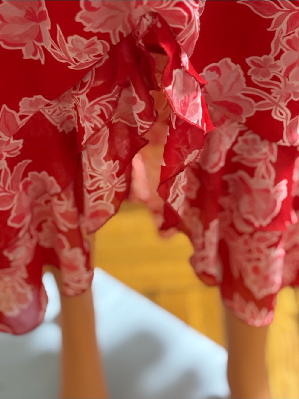 Lulu's Red Floral High-Low Ruffle Midi Dress - Picture 8 of 11